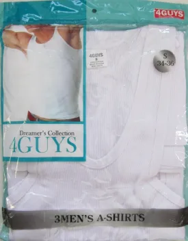 4guys 3pc/pack white cotton a-shirt (s/m) Case of 96