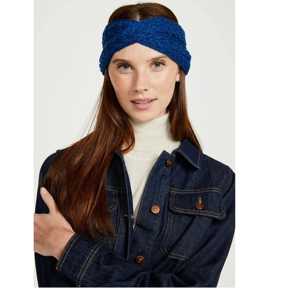 Aran Super Soft Merino Crossover Headband Deep Blue One Size