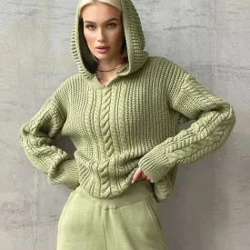 Autumn Baggy Street Knitted Winter Casual Women's Long Female Jacket