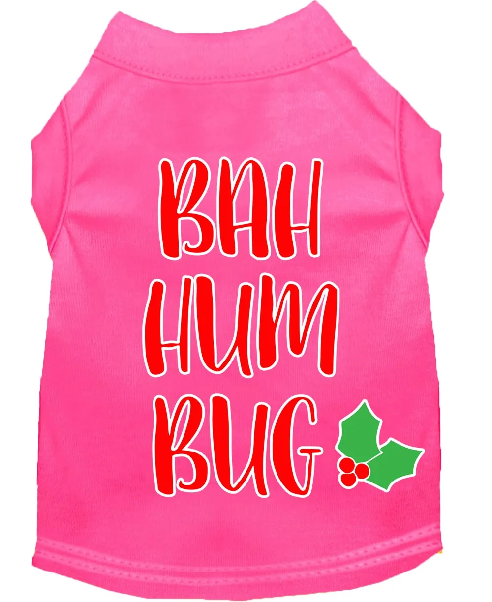 Bah Humbug Screen Print Dog Shirt Bright Pink Xl