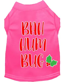 Bah Humbug Screen Print Dog Shirt Bright Pink Xl