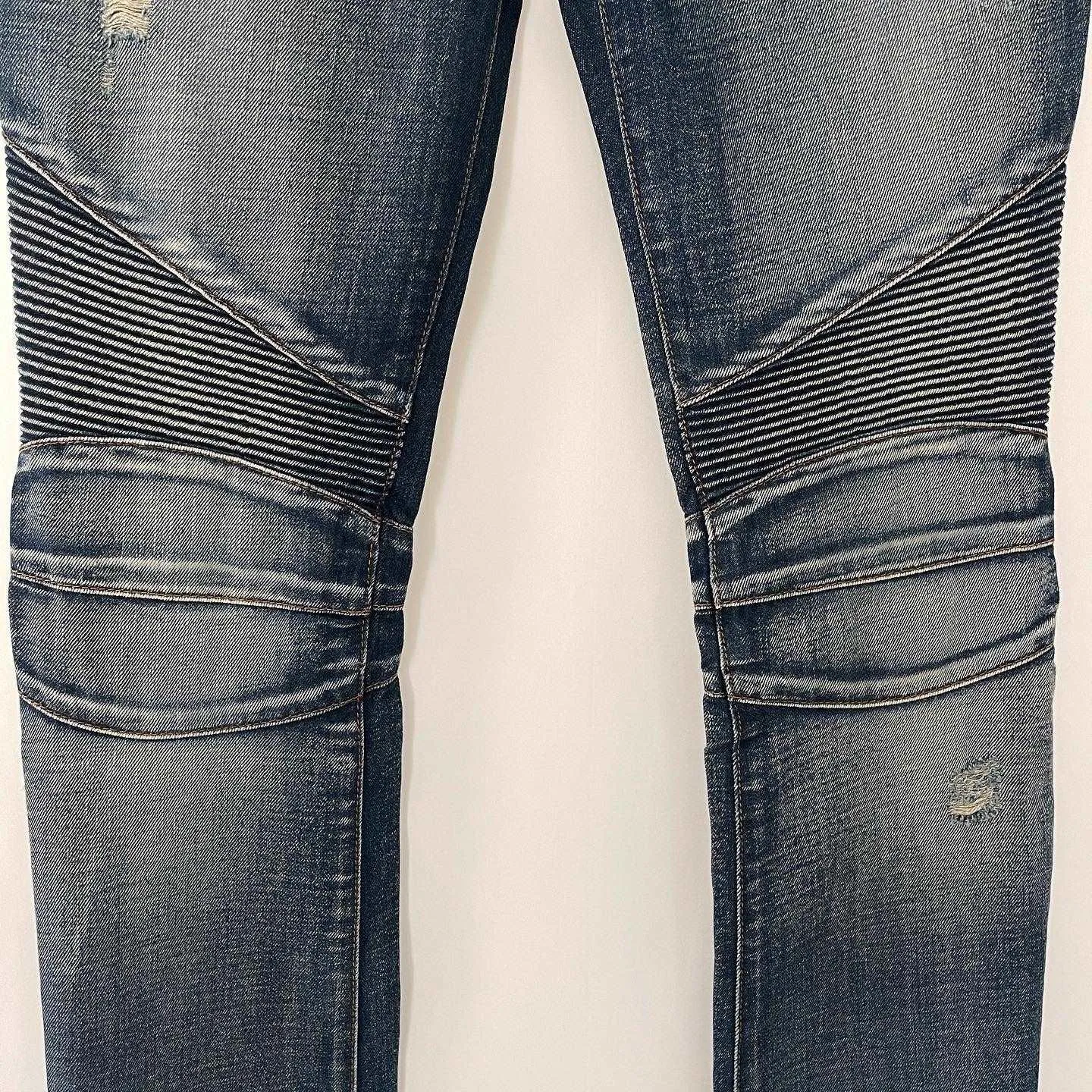 BALMAIN Distressed Biker Jeans