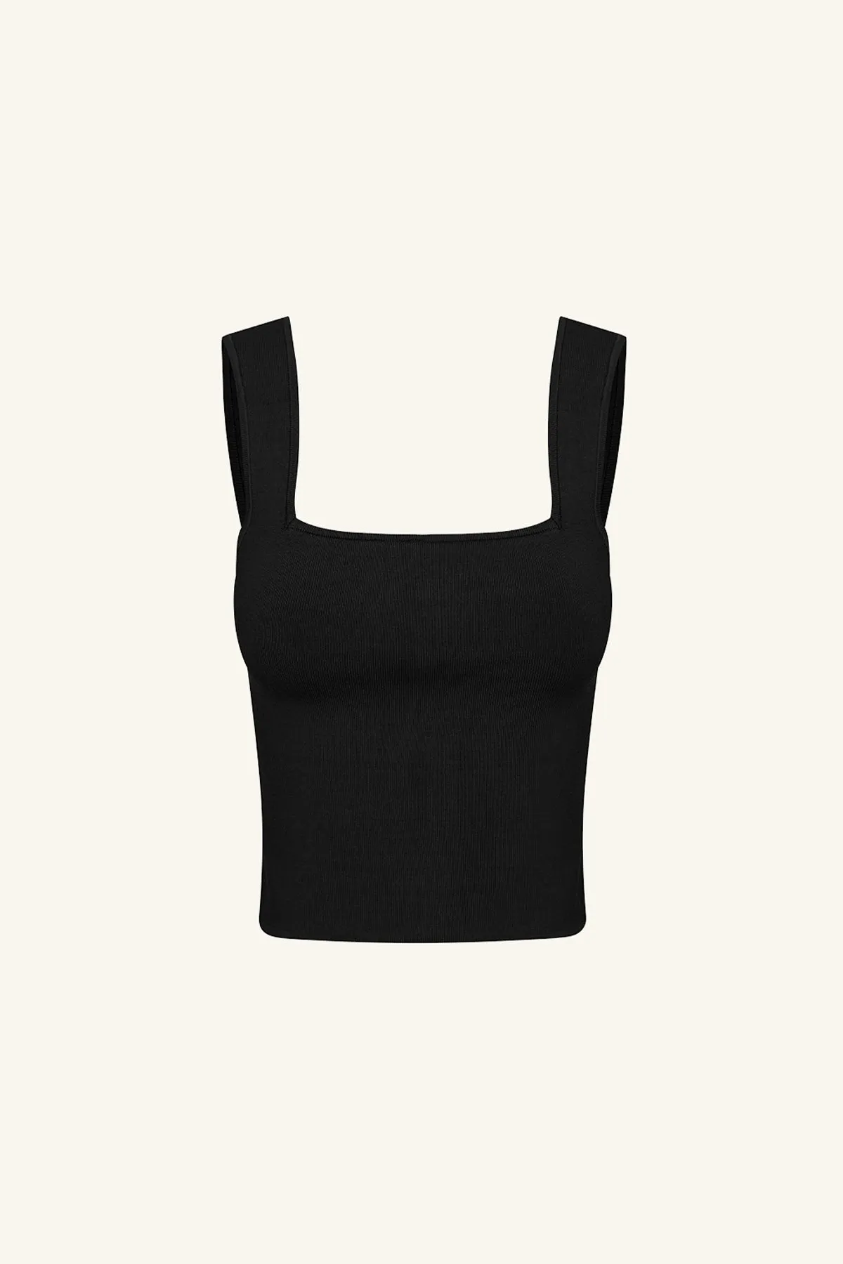 BASIC SQUARE NECK TOP - BLACK