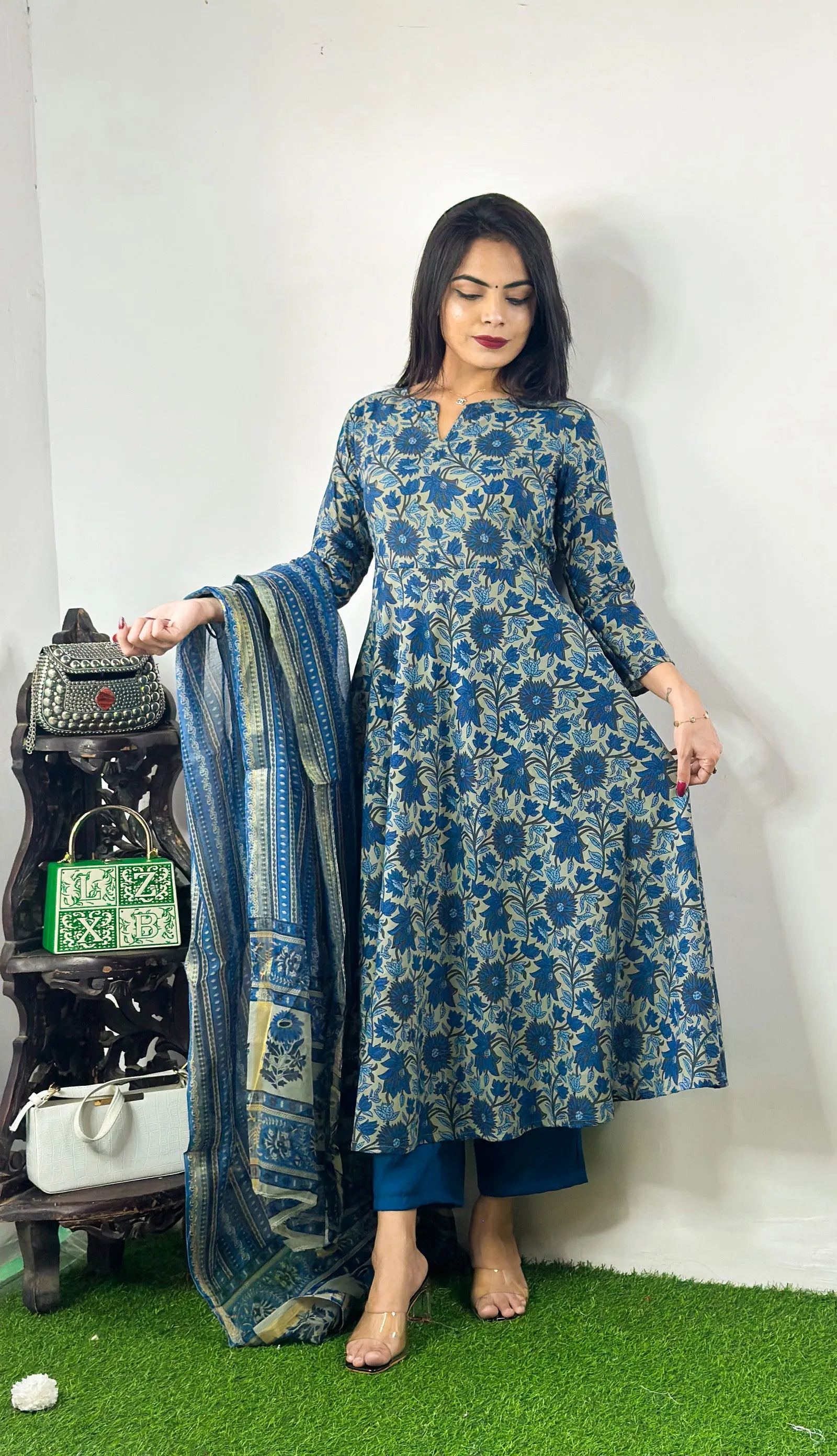 Beautiful Design Rayon Suit With Bottom And Dupatta