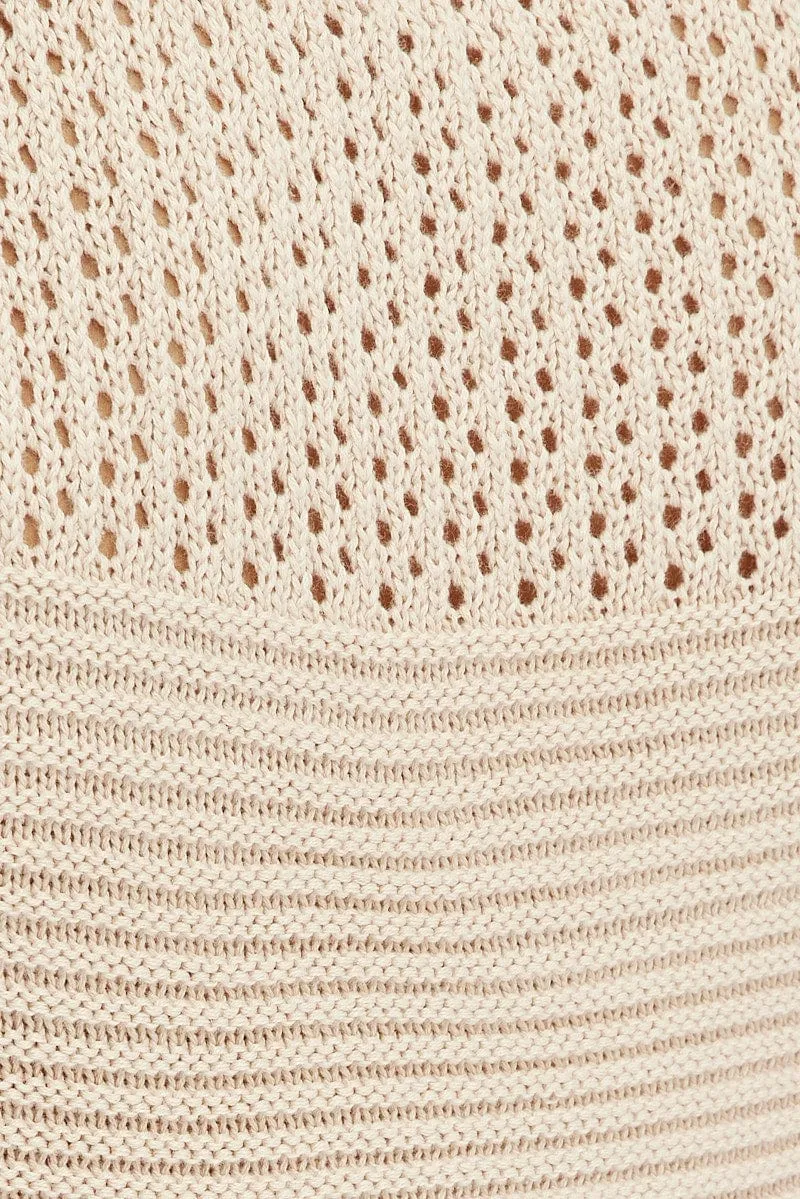 Beige Crochet Knit Tank Top