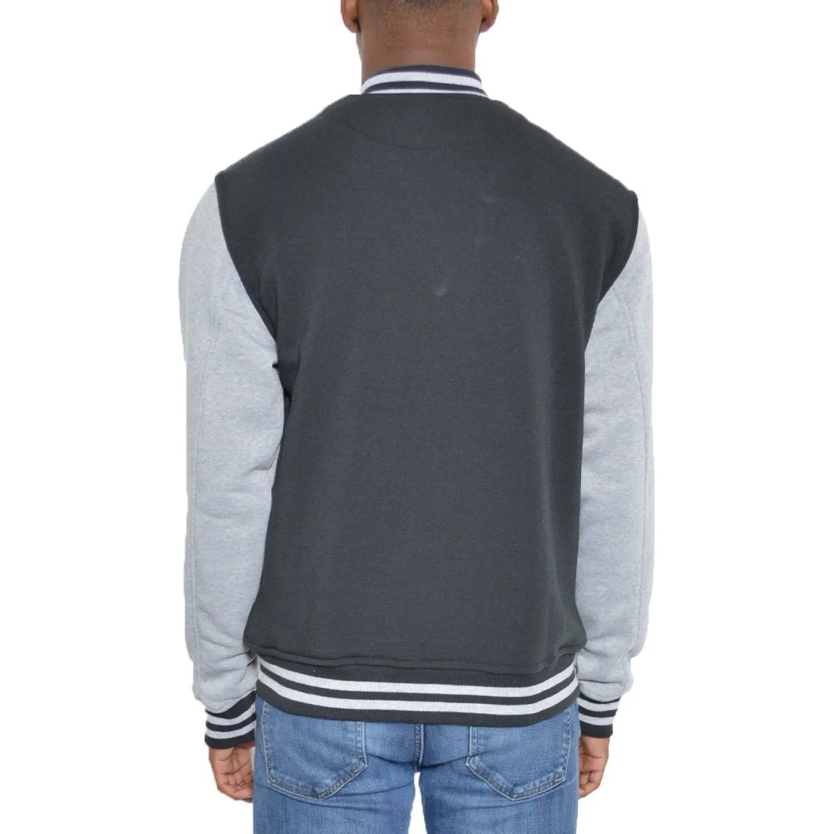 Black & Grey Fleece Varsity Jacket