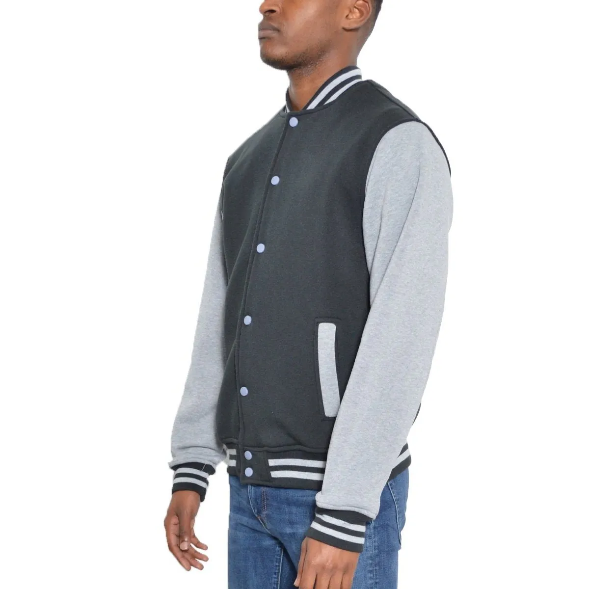 Black & Grey Fleece Varsity Jacket