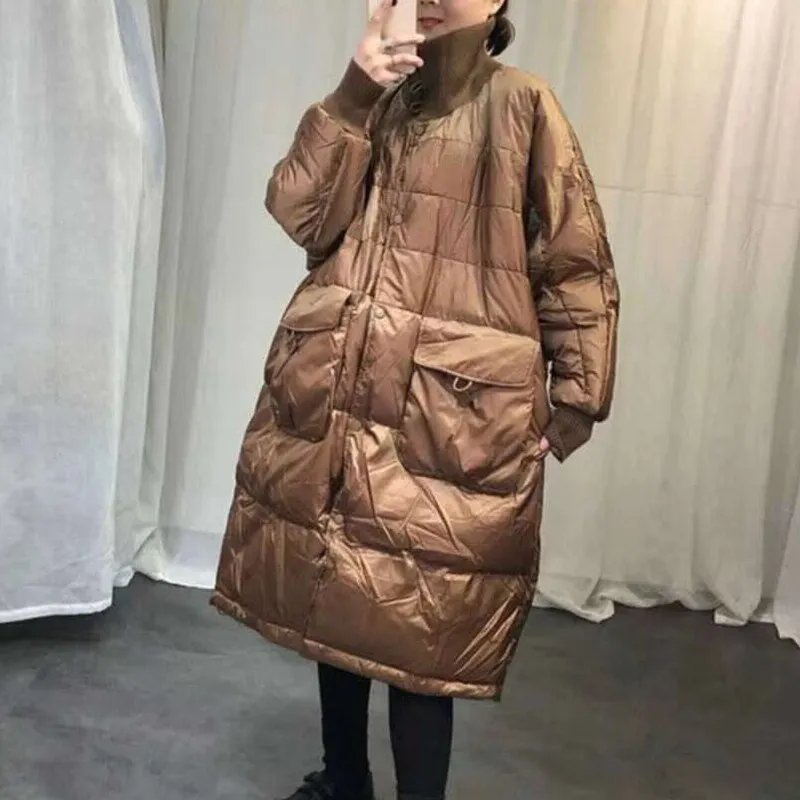 Black Friday Sales Winter Women Thick Warm 90% White Duck Down Long Parka Casual Female Pocket Zipper Snow Outwear Loose Down Jackets