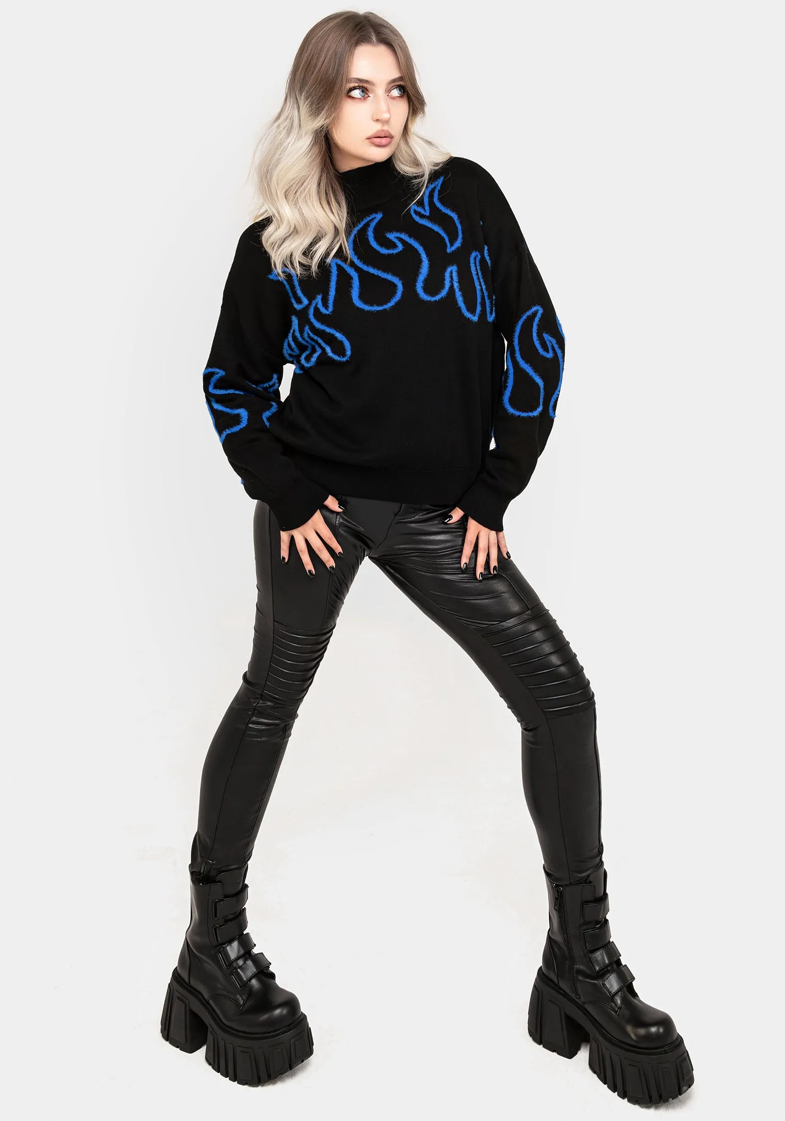 Blaze Flame Knit Jumper - Blue