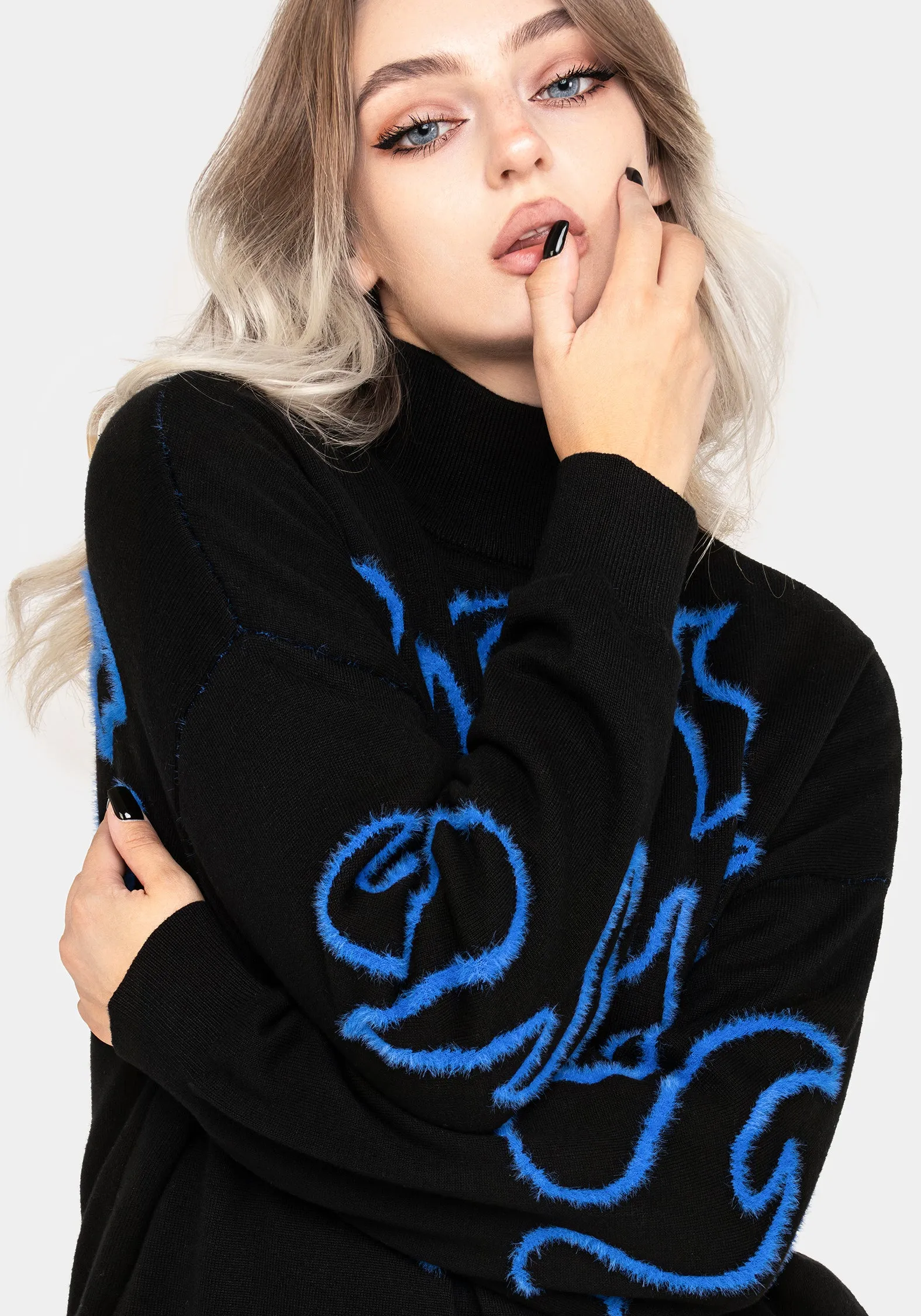 Blaze Flame Knit Jumper - Blue