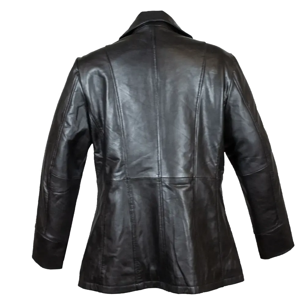 BOL Women's Long Zip Up Leather Jacket