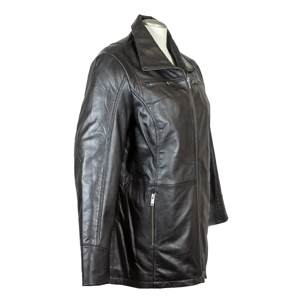 BOL Women's Long Zip Up Leather Jacket