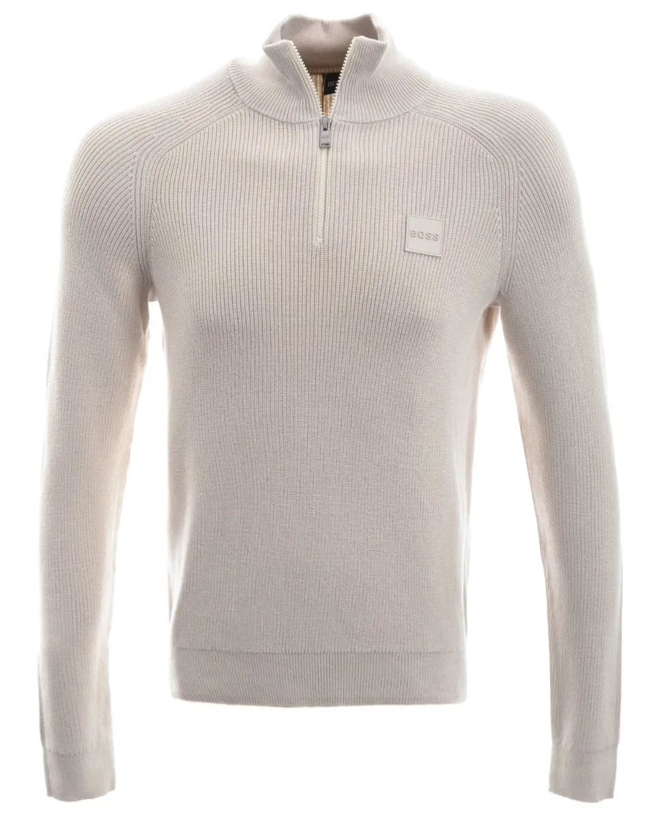 BOSS Knorsey Knitwear in Open White