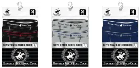 boy's assorted colors boxer breifs 2 packs by beverly hills polo club boys - size large Case of 48