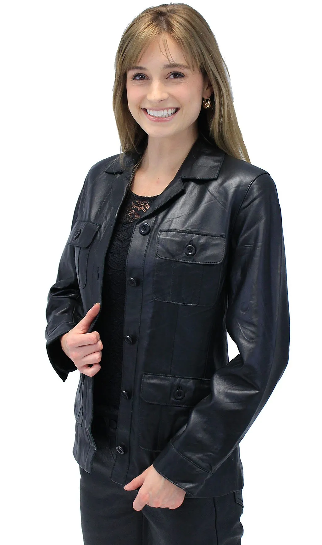 Button-Up Genuine Lambskin 4 Pocket Coat #L718024K ()