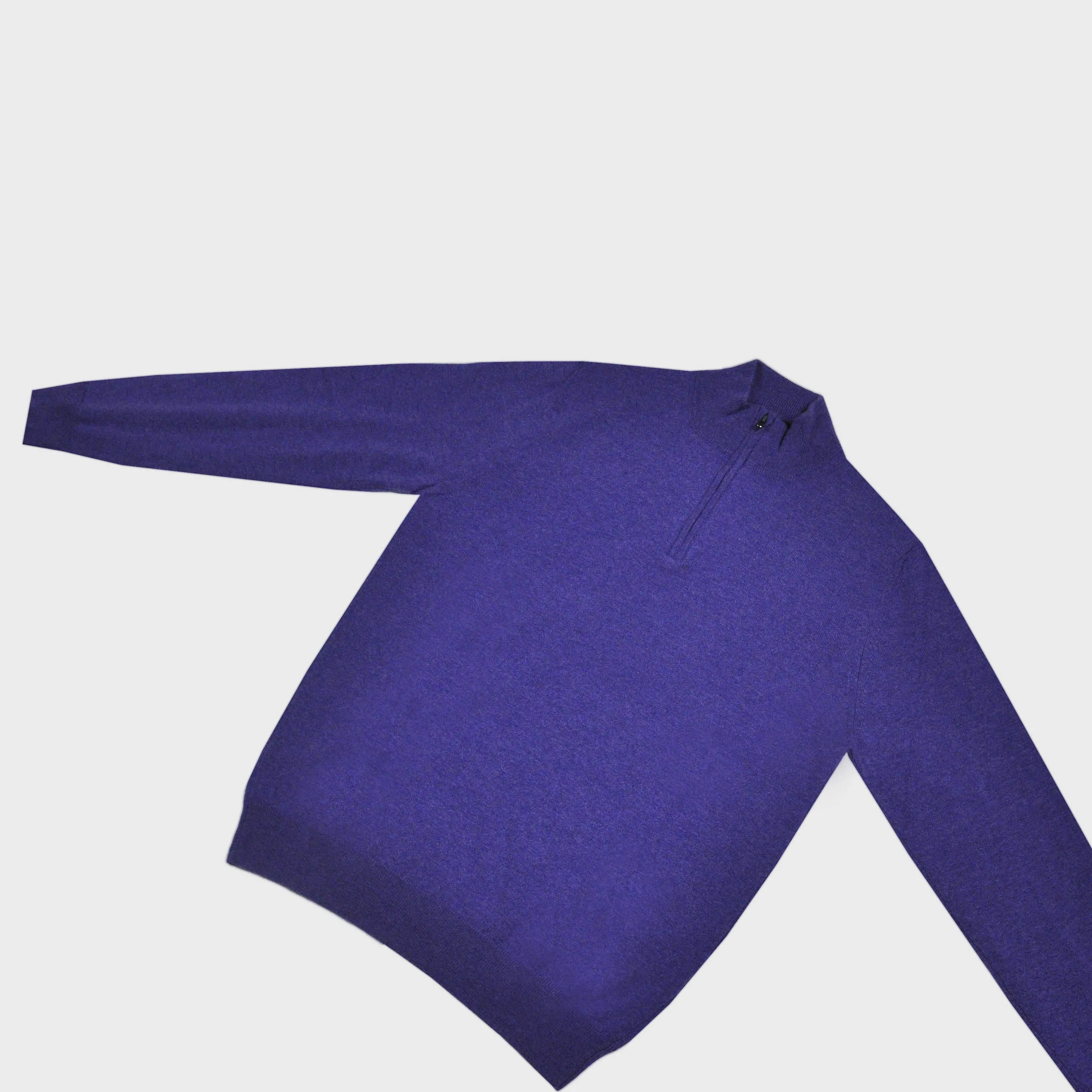 Cashmere Quarter Zip Jumper in Purple