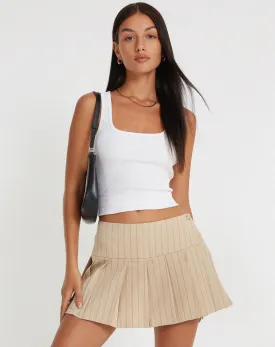 Casini Pleated Micro Skirt in Cream Stripe