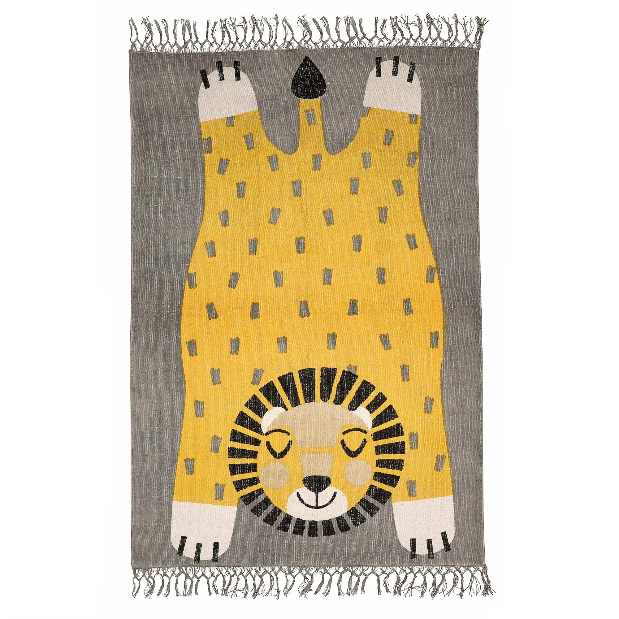 Children's Lion Motif Fringed Rug