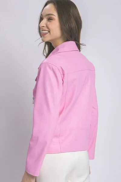 Collared Neck Zip Up Jacket