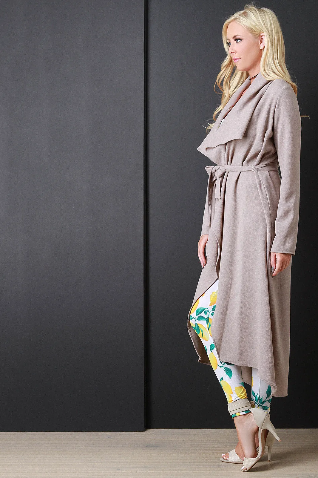 Crepe Draped Belted Trench Jacket