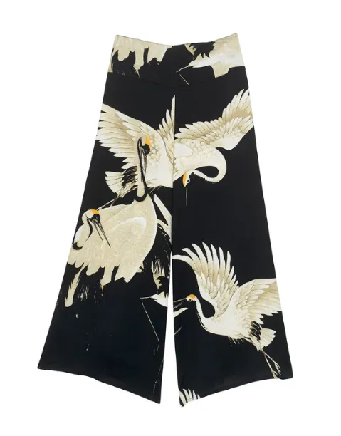 Crepe Palazzo Trousers in Stork Black