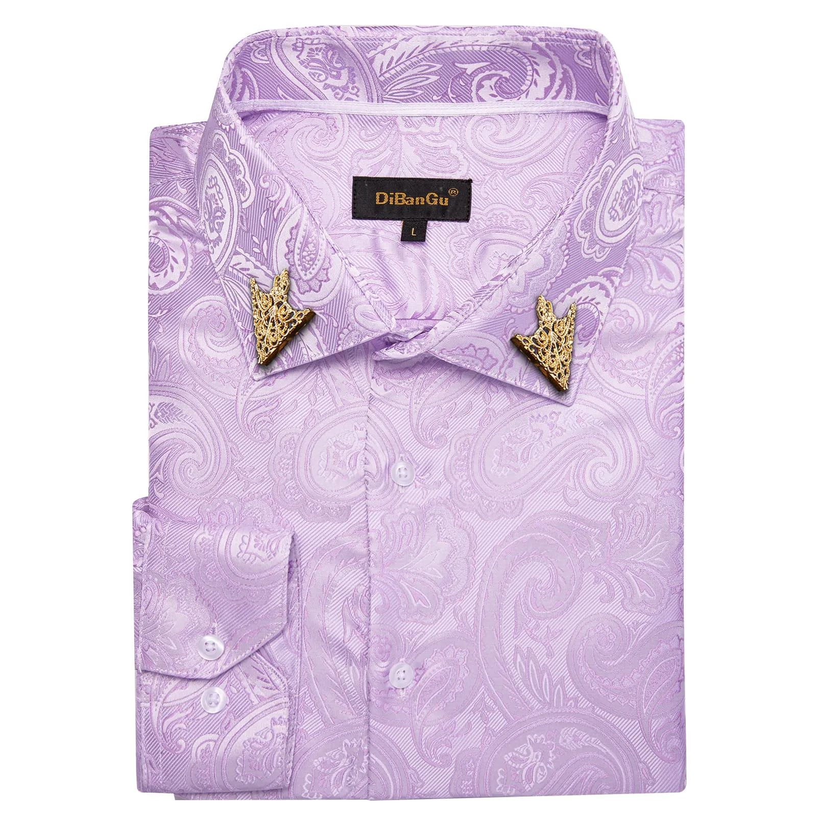 DiBanGu Dress Shirt Thistle Purple Paisley Button Down Long Sleeve Mens Business Shirt Top