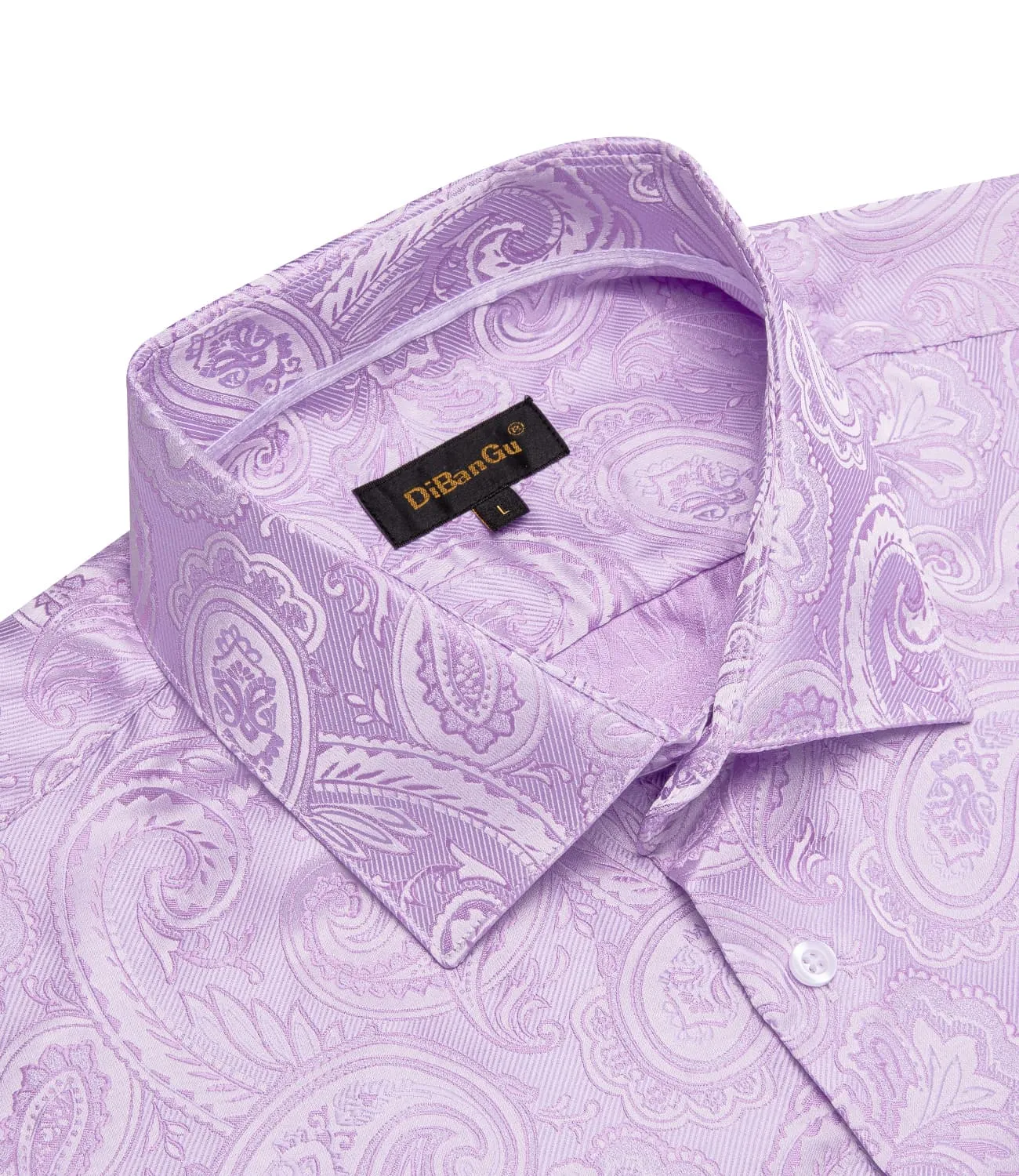 DiBanGu Dress Shirt Thistle Purple Paisley Button Down Long Sleeve Mens Business Shirt Top