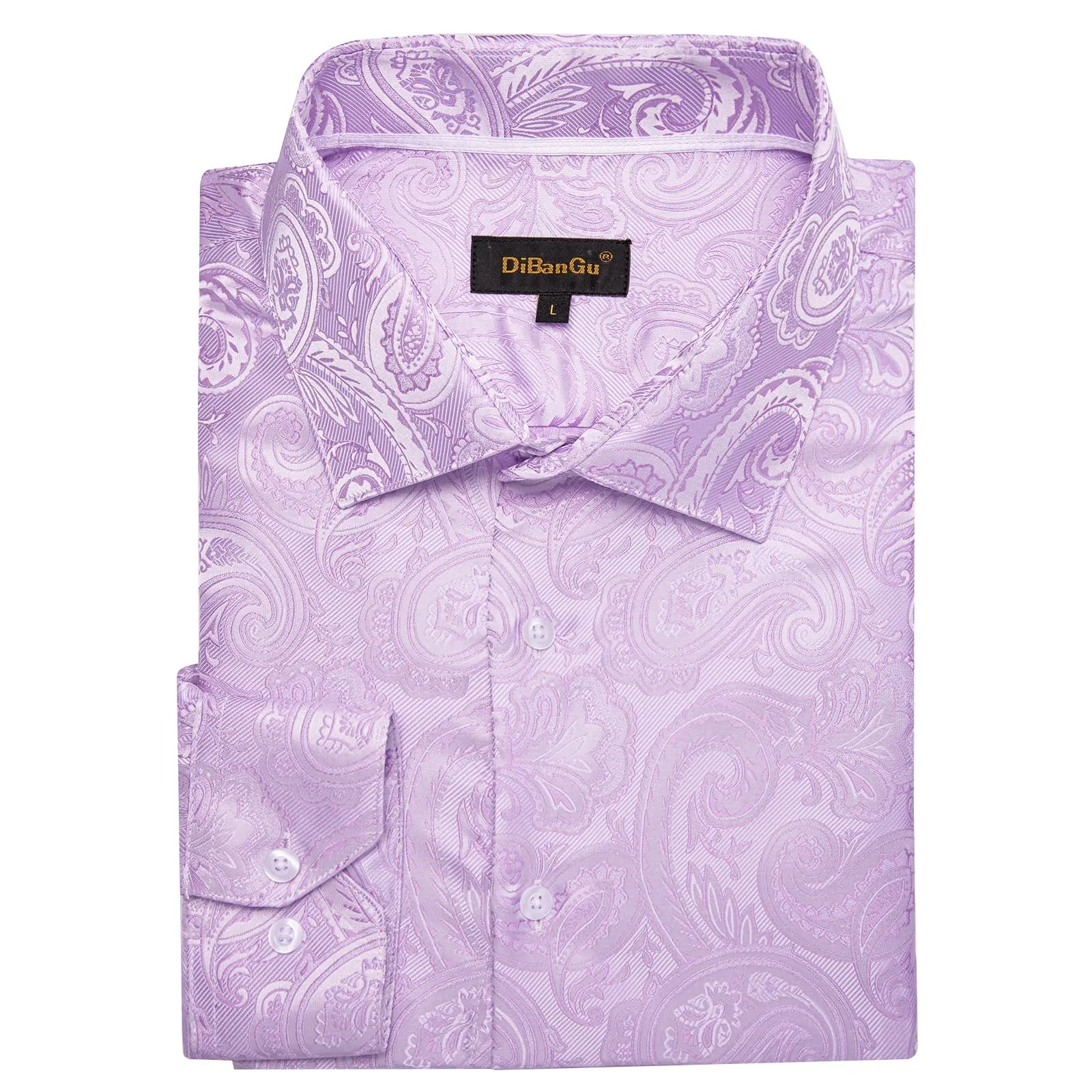 DiBanGu Dress Shirt Thistle Purple Paisley Button Down Long Sleeve Mens Business Shirt Top