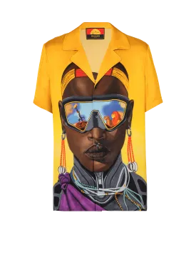 Disney x Balmain: The Lion King - Satin Pyjama Shirt With Nika Mtwana Print