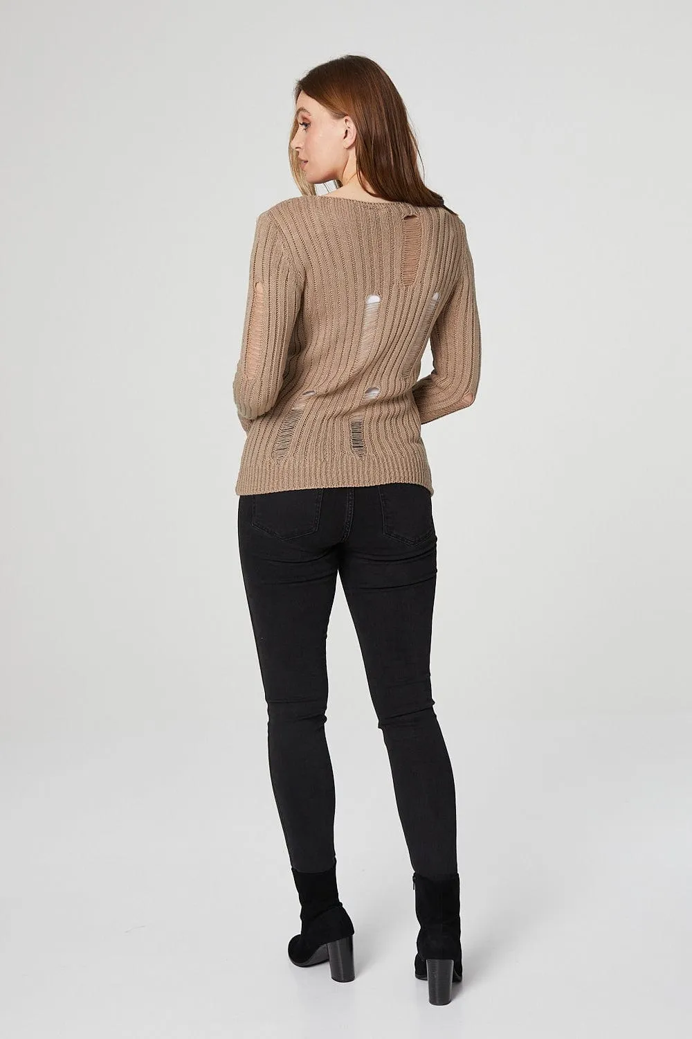 Distressed Ribbed Jumper