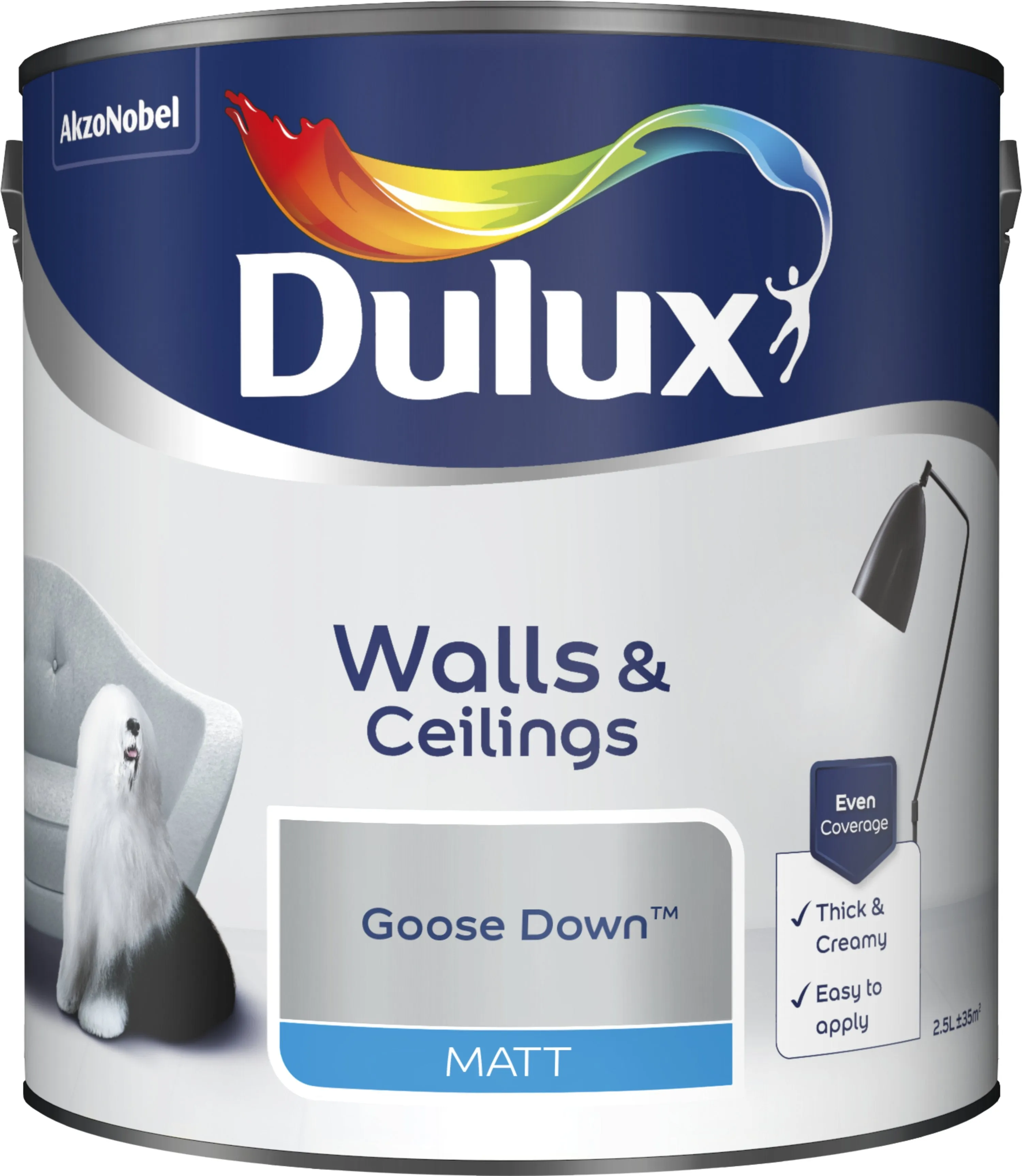 Dulux Matt Emulsion Paint For Walls And Ceilings - Goose Down 2.5L