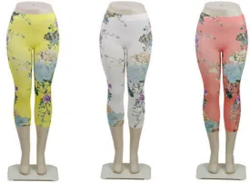 floral print capri leggings- asst women's sizes Case of 36