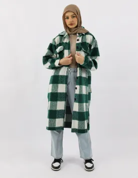 Green Checkered Fleece Jacket