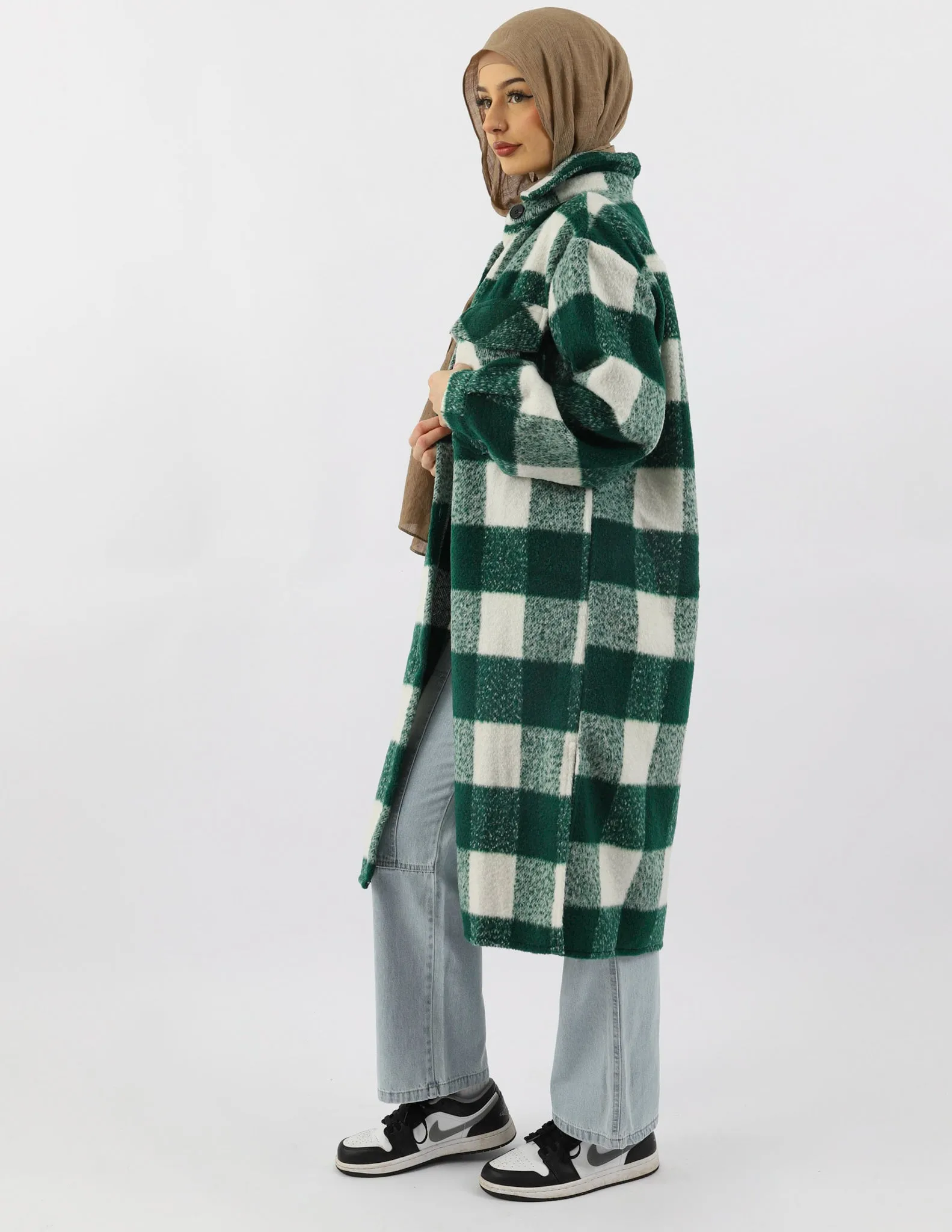 Green Checkered Fleece Jacket