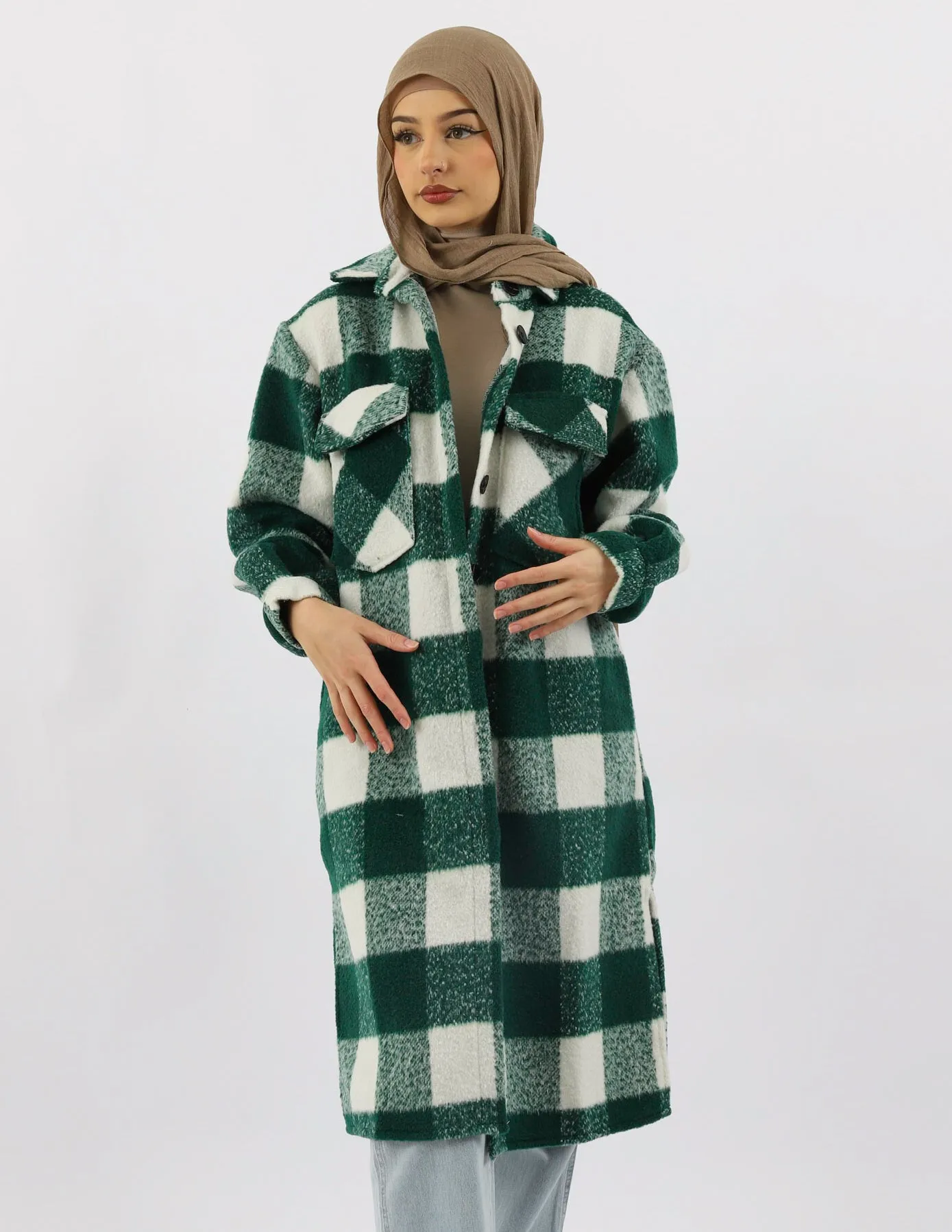 Green Checkered Fleece Jacket