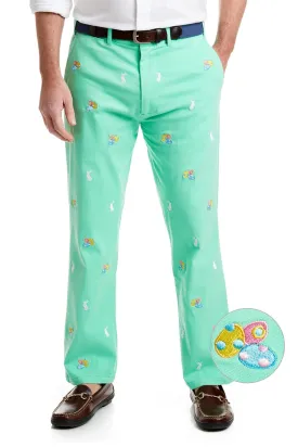 Harbor Pant Stretch Twill Spring Green with Easter Eggs & Bunny