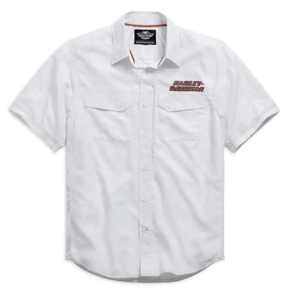 Harley-Davidson® Men's White Short Sleeve Performance Shirt - 99015-15VM