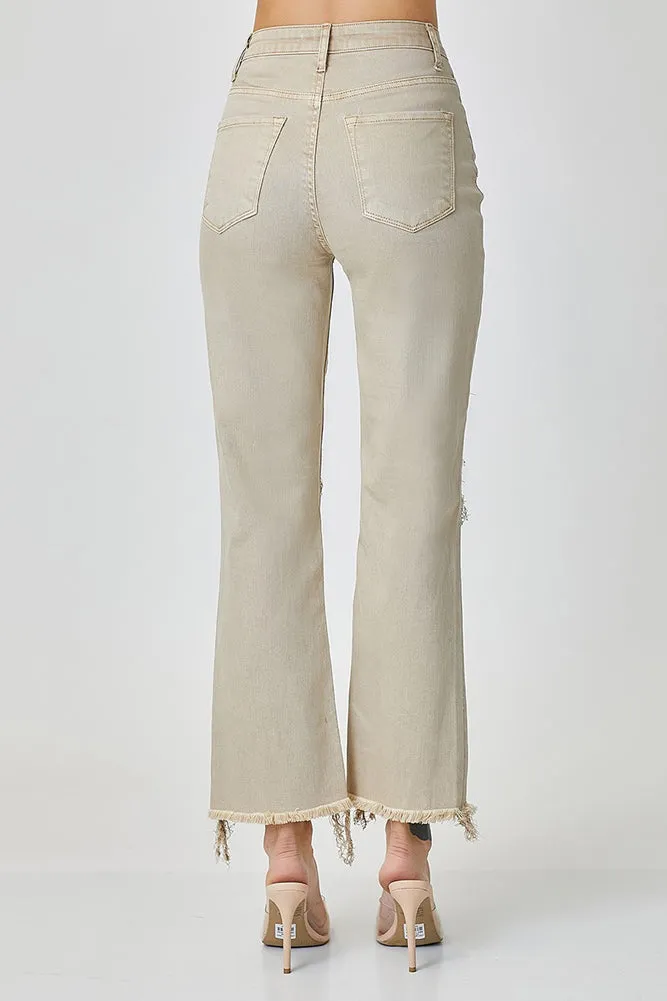 High Rise Straight Jean in Sand by Risen