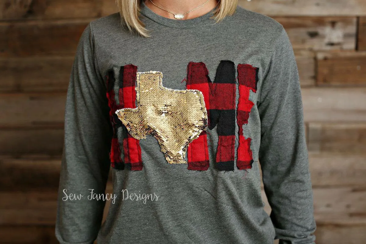 HOME Shirt with Buffalo Plaid / GOLD Mermaid Sequin State