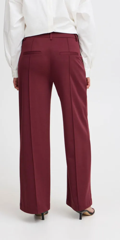 Ichi Ponte Knit Trousers, wine