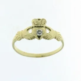 Kids 9ct Claddagh Clear CZ ring