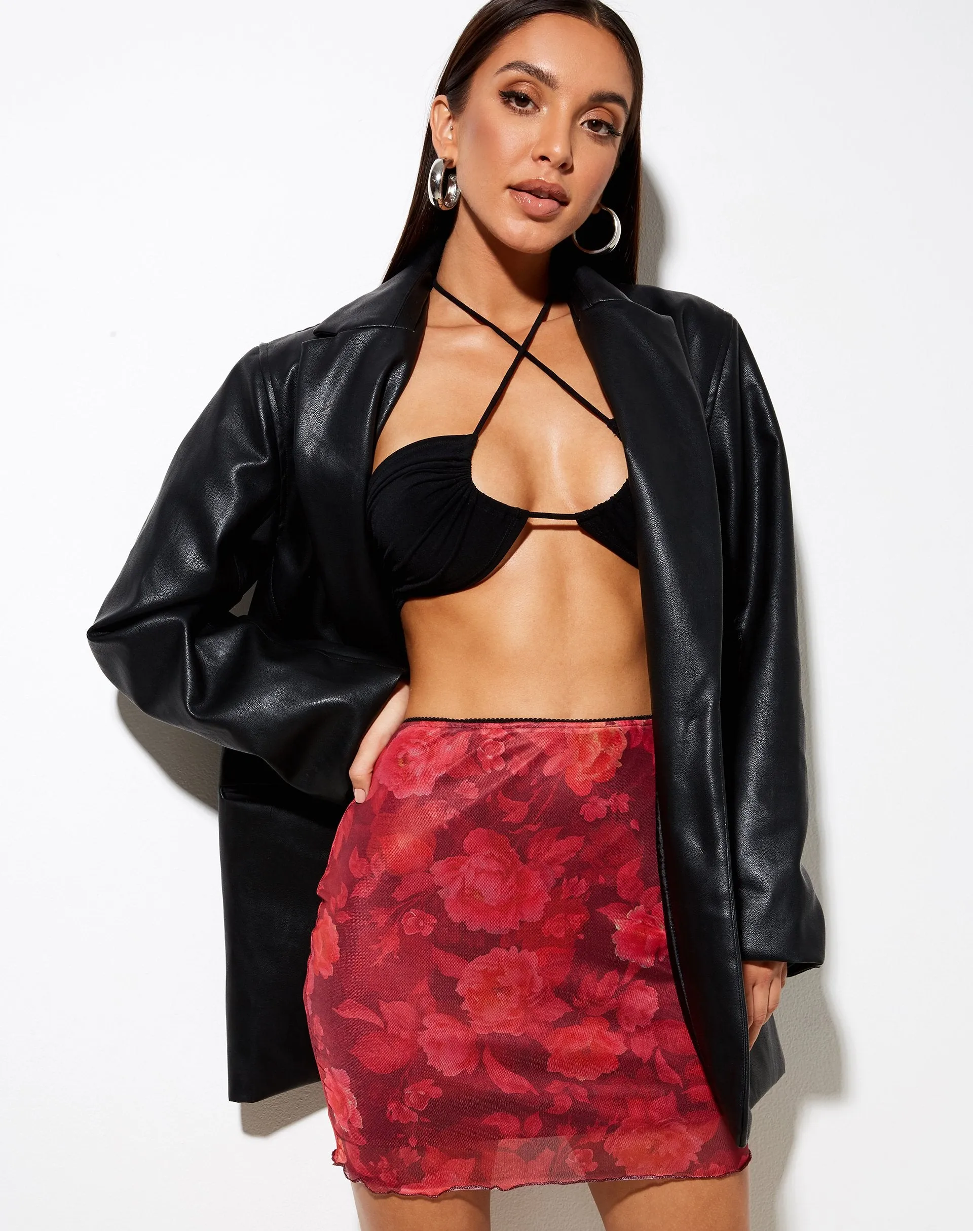 Kinnie Mini Skirt in Rough Rose Burgundy