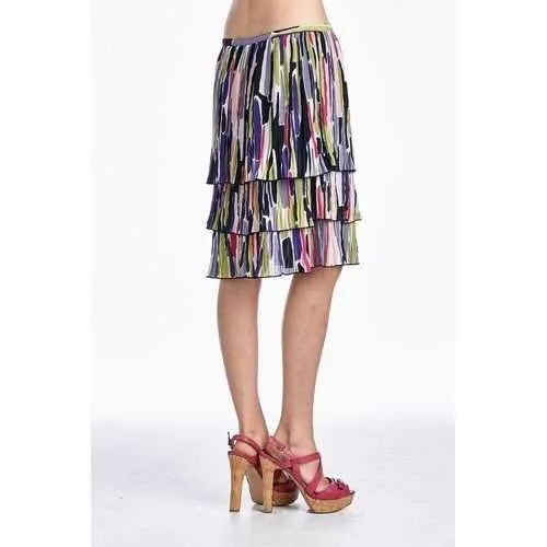 Larry Levine Layered Pleated Skirt