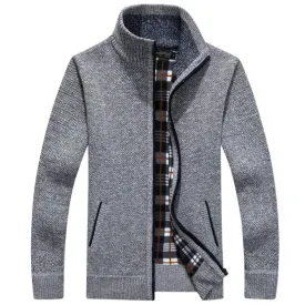 Mens Stand Collar Slim Fit Zipper Cardigan