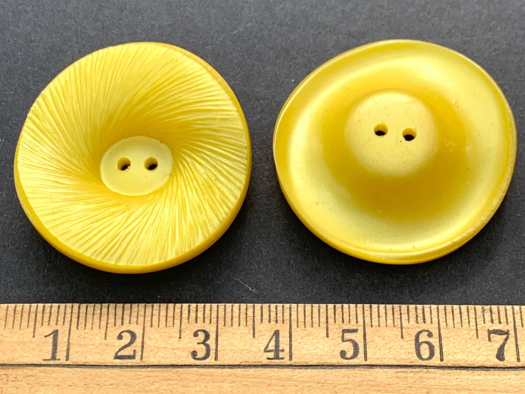 One Big 3.4cm Swooping and Swirling Bright Yellow Vintage Lucite Button