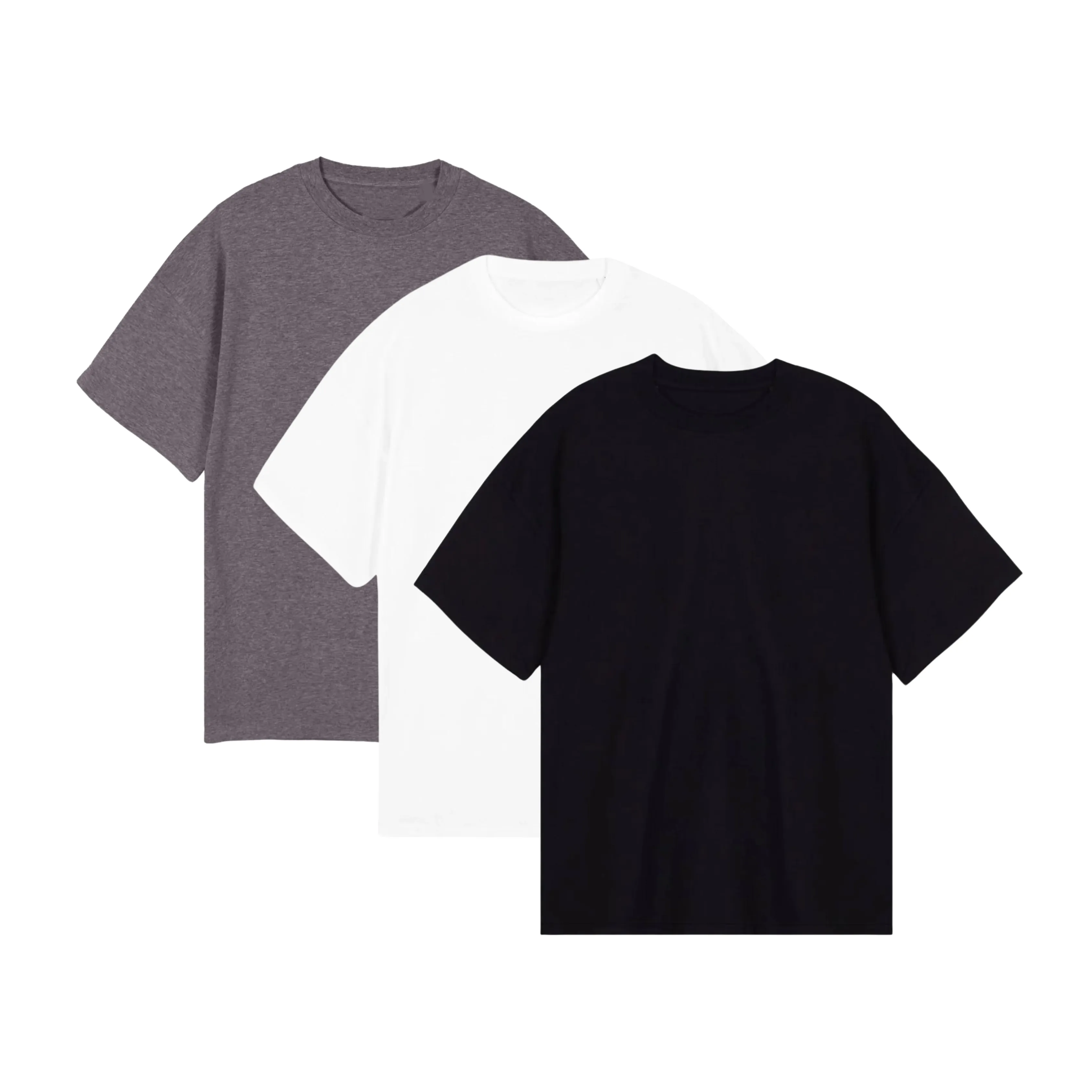 Oversized Tee 3 Pack: Black, White, Charcoal