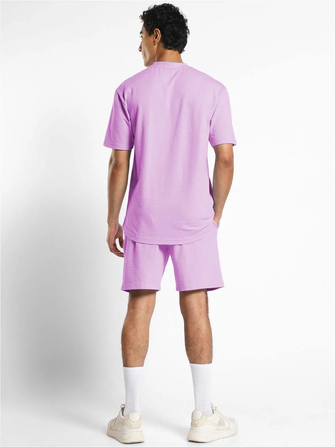 Pure Cotton Men T-shirt and Shorts Set in Purple Color (Combo)