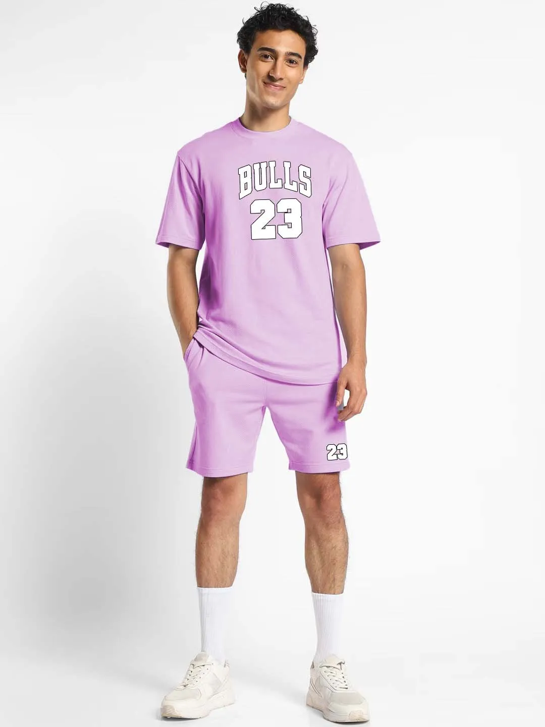 Pure Cotton Men T-shirt and Shorts Set in Purple Color (Combo)