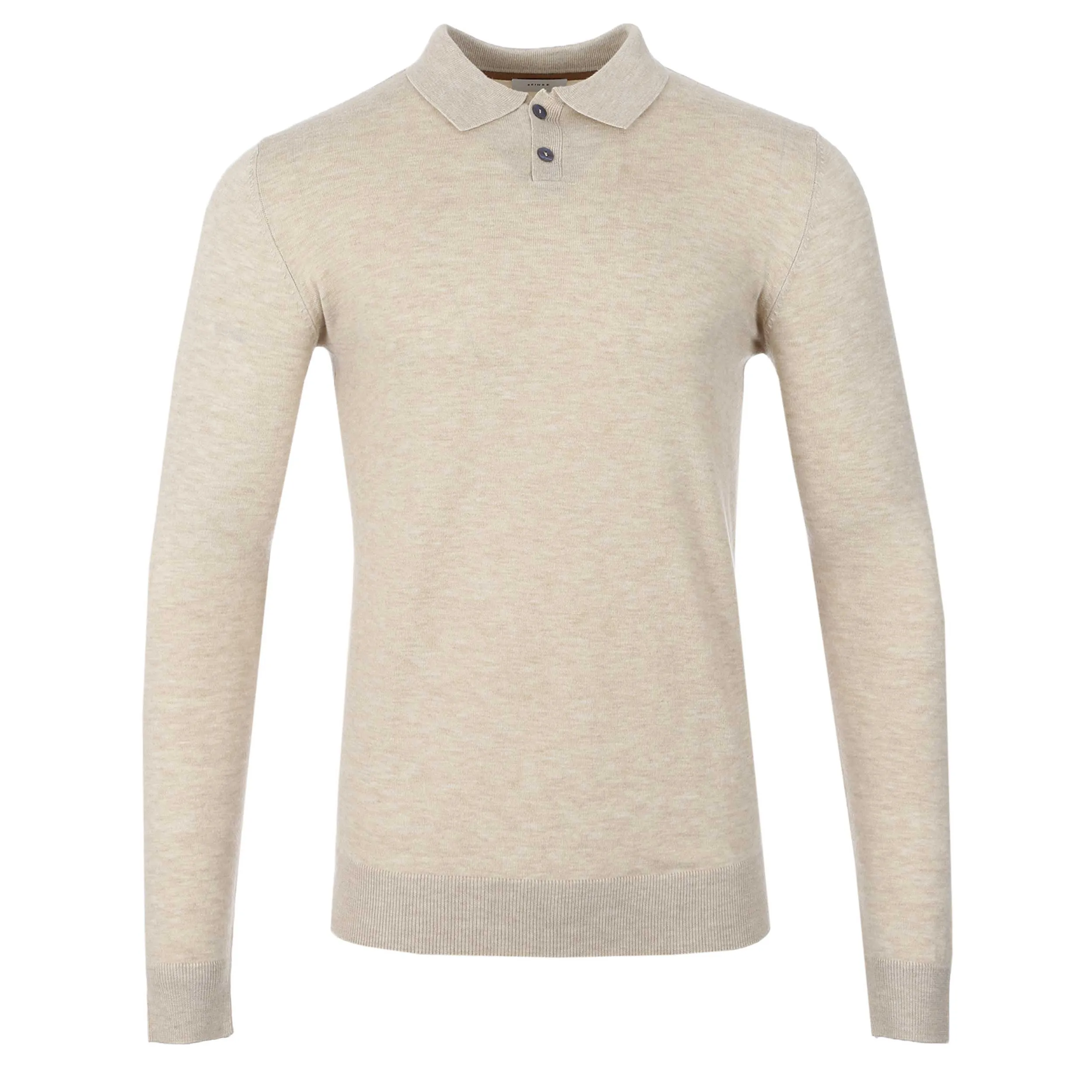 Seinse 2 Button LS Polo Knitwear in Beige