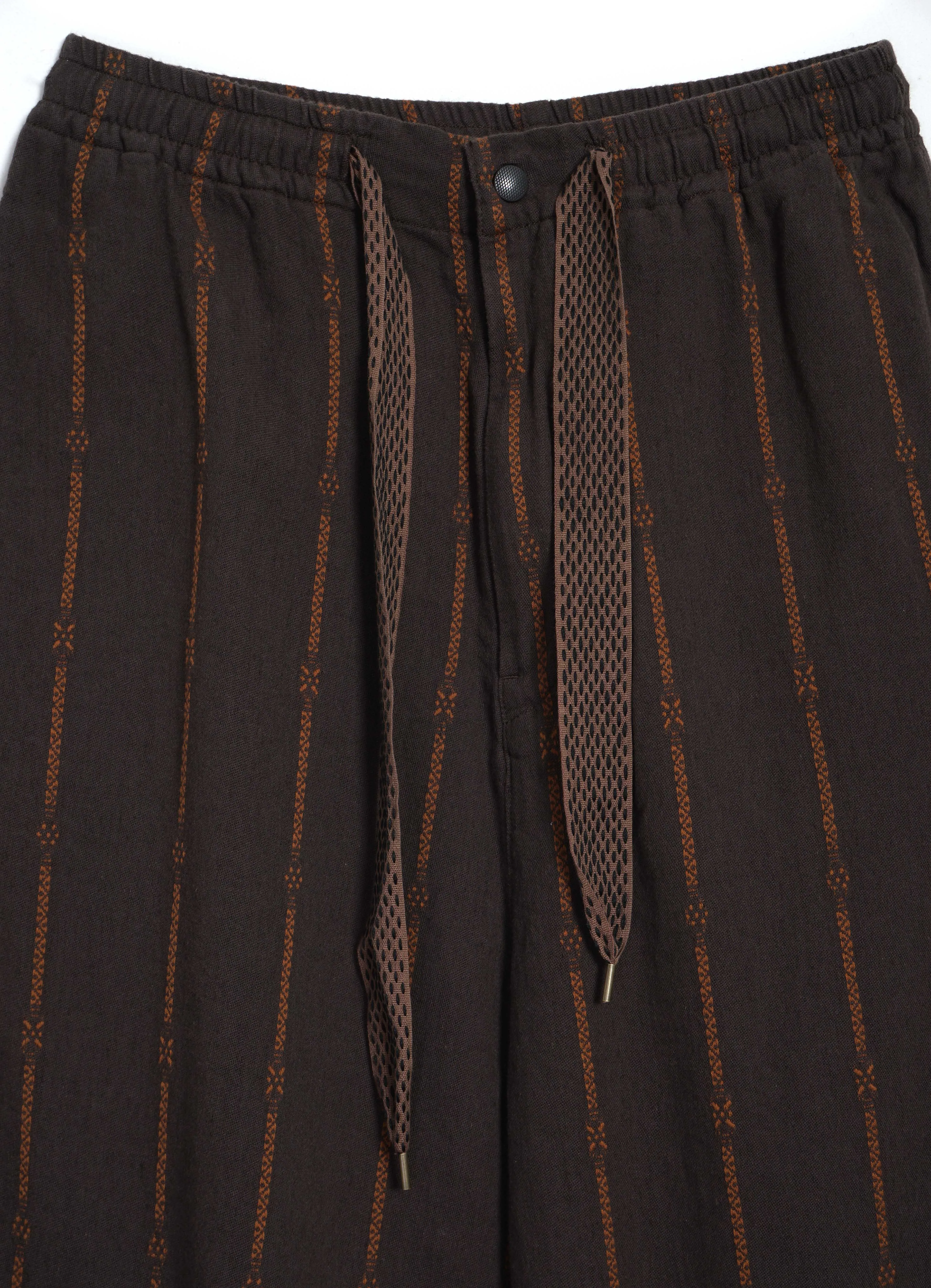 SIAM | Striped Cotton Linen Pants | Dark Brown